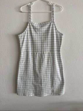 art class girls  Light Blue and White Houndstooth Tank dress adjustable straps